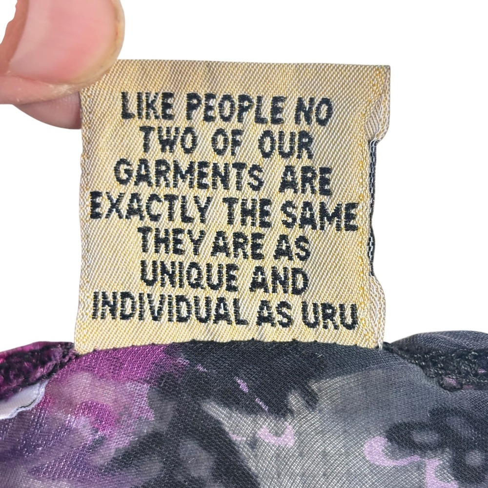 URU Silk Blend Velvet Burnout Floral Tank Top Purple Black Tunic XL USA - Picture 8 of 12